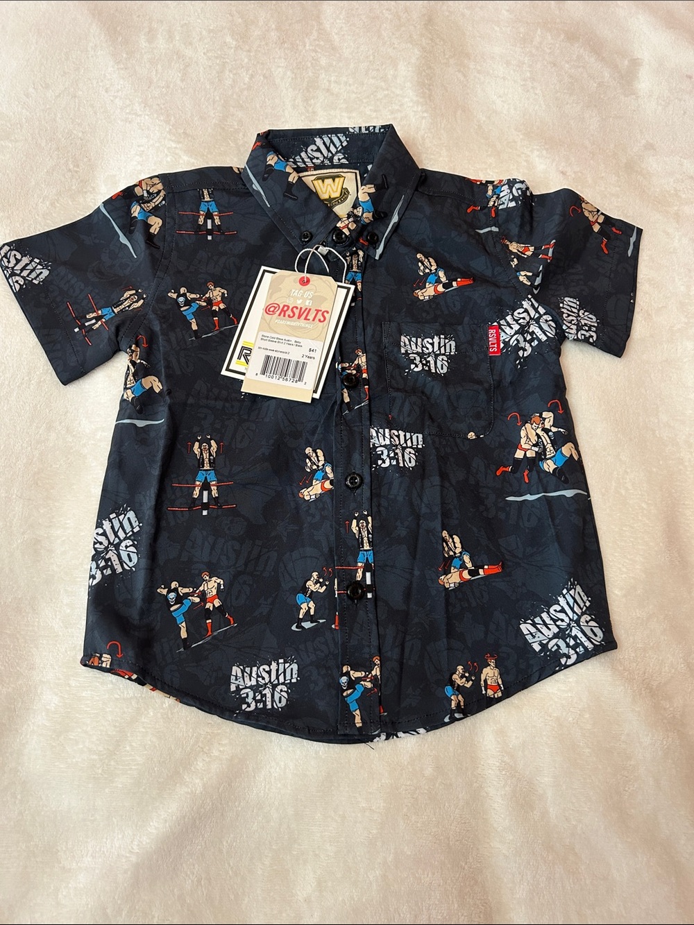 RSVLTS Kids Black Austin 3:16 Short Sleeve Button-Down Shirt